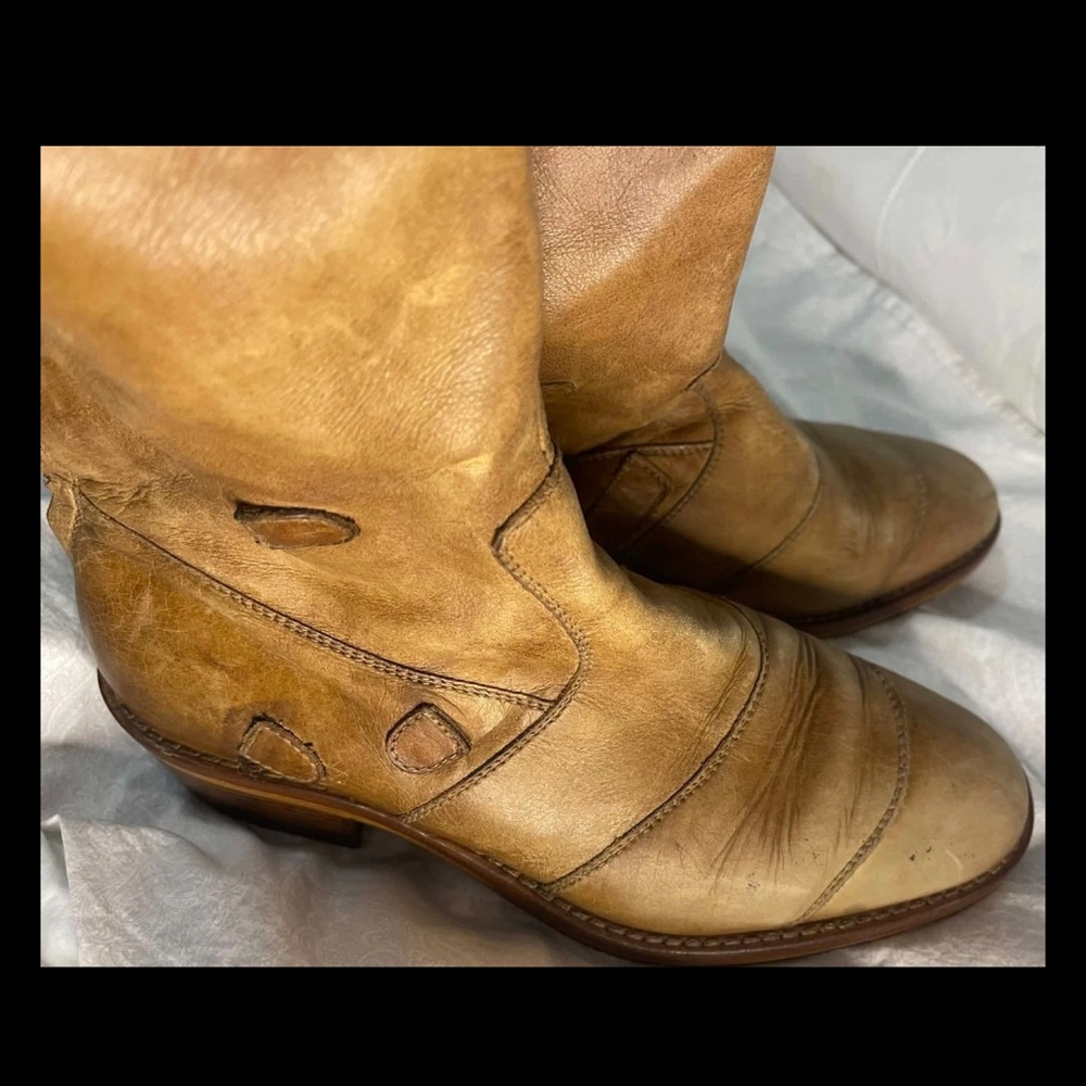 Newly Re-Soled Women's Boots BELSTAFF Tan Leather upper & Insole US 7.5 & EU 38 - Picture 7 of 10